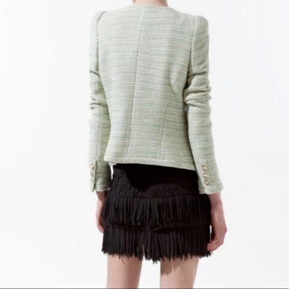 New Zara Fantasy Studded coco mint green jacket blazer spring - Picture 8 of 13